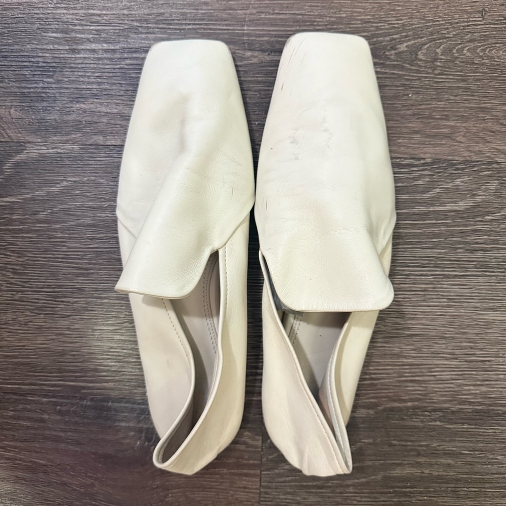 Zara Cream Leather Loafers | Sz 39